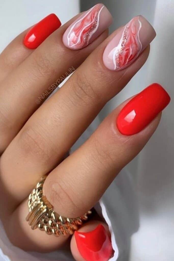 red nail inspo design