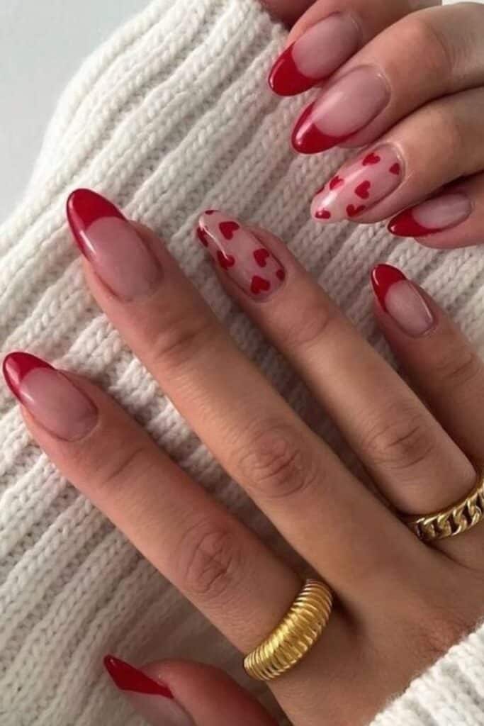 heart french tip nail design