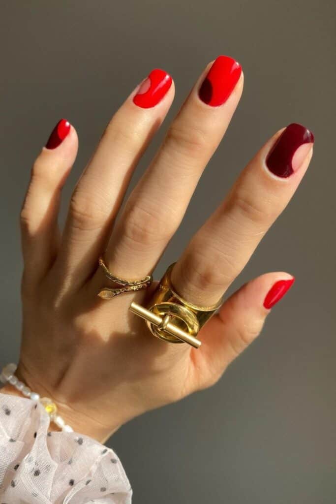 abstract red nail design