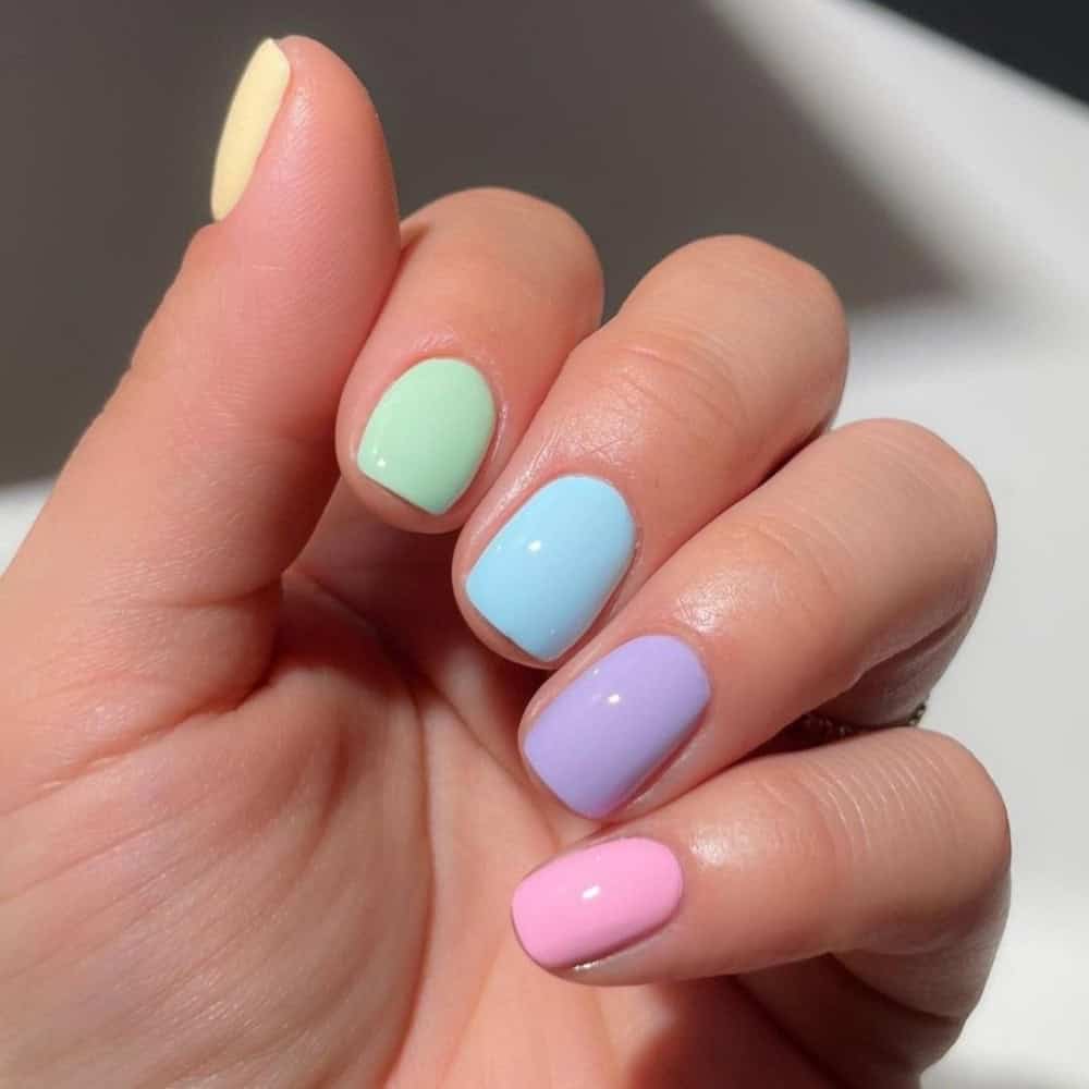 color block pastel pride nails