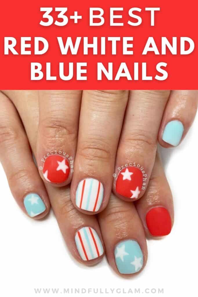 red white and blue nails