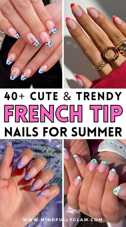 summer french tip nails